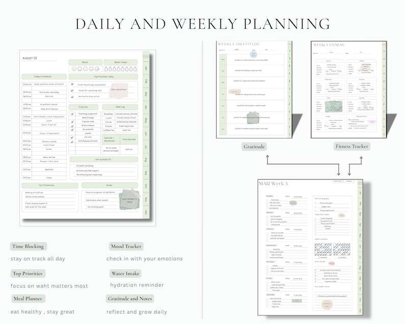 Undated ADHD Hyperlinked Digital Planner for Goodnotes, Dopamine Menu ...