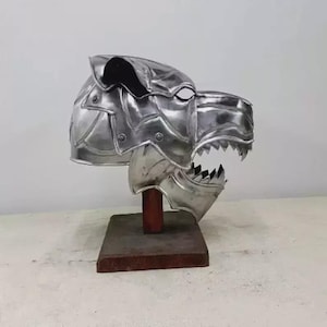 Casque de loup médiéval, casque en acier de calibre 18, casque de combat, casque gothique haut de gamme, casque de loup en métal, casque gothique en métal