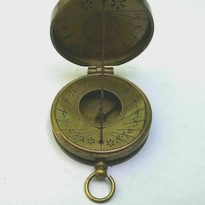 Brass Maritime Compass, Nautical Sundial Compass, Vintage Brass Compass, Thread Compass, Sundial Navigation Tool, Antique Nautical Compass