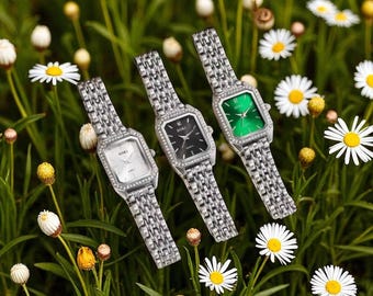 Geneva Womens Crystal Silver Watch Rectangle Silver Dial on  display picture 1