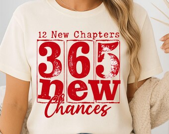 New Year PNG Bundle – “12 New Chapters • 365 New Chances” Retro Typography, 10 Colors, 300 DPI Transparent Sublimation/DTF/Dtg