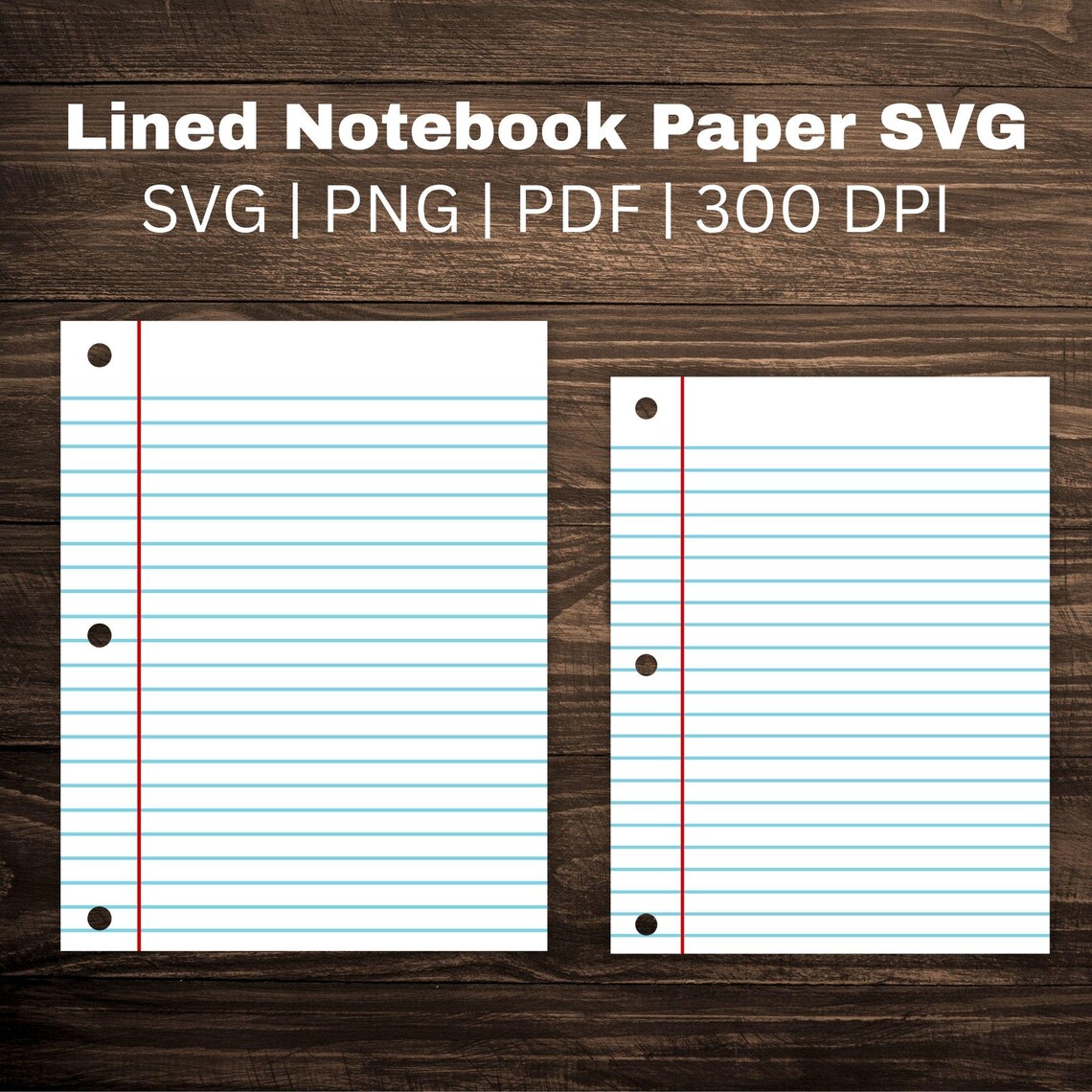 Printable Lined Notebook Paper SVG PNG PDF – 8.5x11 & 8x10.5, Loose ...