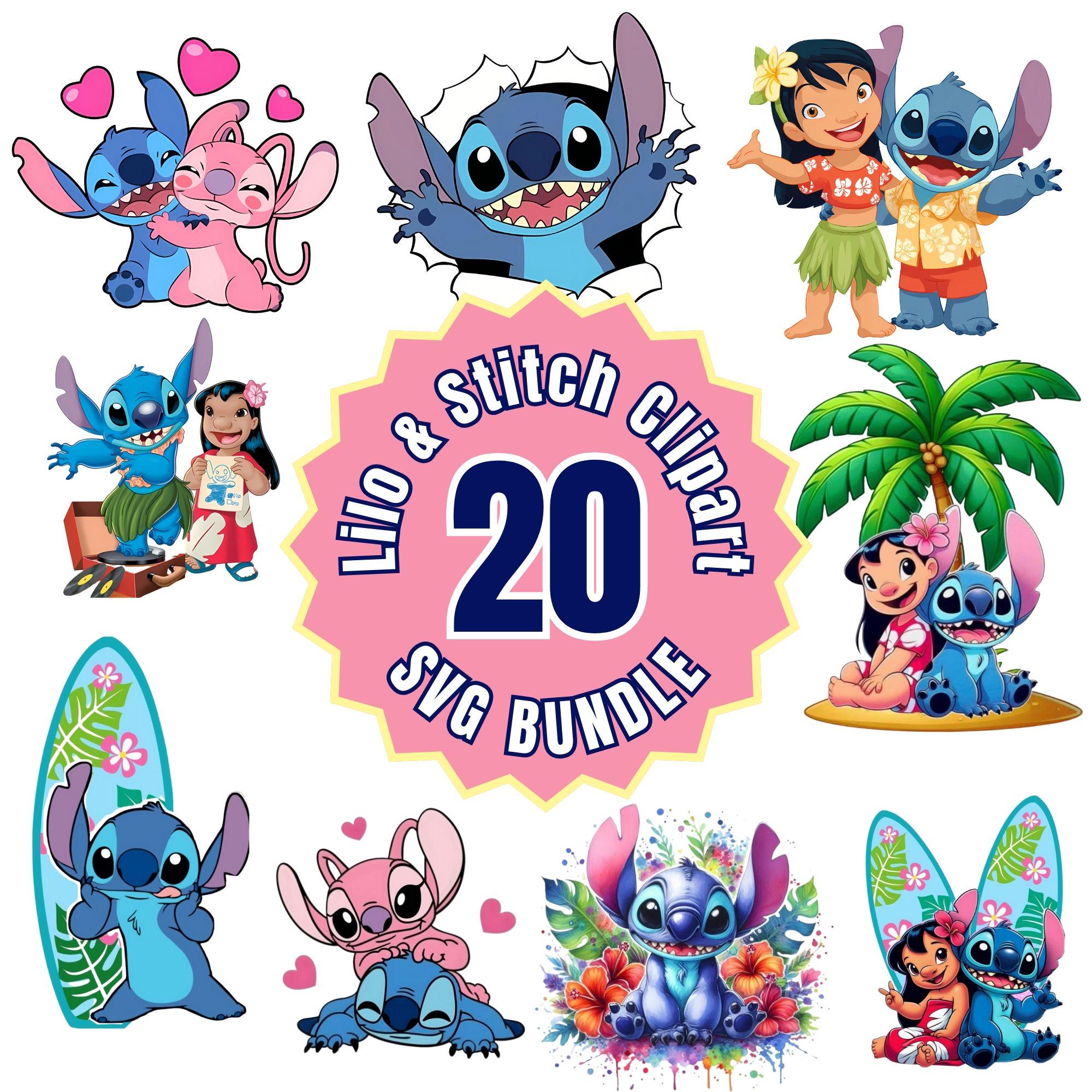 Lilo and Stitch Watercolor Clipart, Stitch Angel Cute PNG SVG