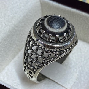 black white color eye Agate Mens Ring 925 Sterling Silver Aqeeq , Handmade Ring, Natural Gemstone  Jewelry for Him