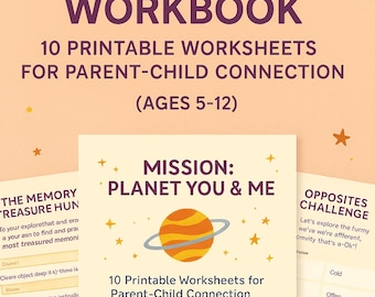 Parent child bonding workbook PDF printable worksheets for kids emotions, connection, feelings and conversation for ages 5 to 12