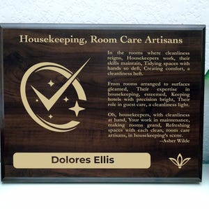 Housekeepers Gift Plaque | Personalized Poem for Cleaning Professionals | Cleaning Staff Office Decor