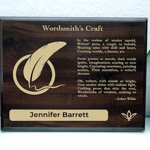 Writers Gift Plaque | Personalized Poem for Creative Expressions | Authors Office Decor for Copywriters, Novelists, & Journalists