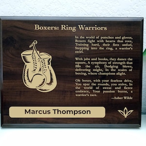 Boxer Gift Plaque | Personalized Poem for Boxing Sports | Fighter Office Decor for Boxing