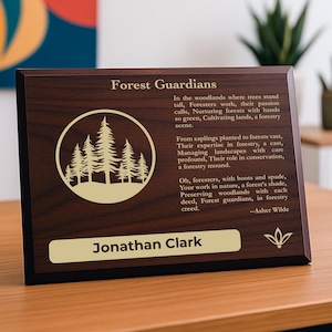 Forestry Gift Plaque | Personalized Poem for Tree Conservation | Office Decor for Forestry