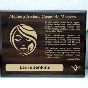 Makeup Gift Plaque | Personalized Poem for Cosmetics Artistry | Beauty Artist Office Decor for MUA