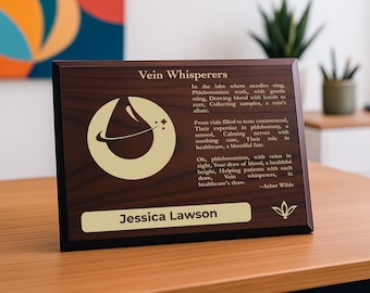 Phlebotomist Gift Plaque | Personalized Poem for Blood Collection | Venipuncture Specialist Office Decor for Phlebotomy