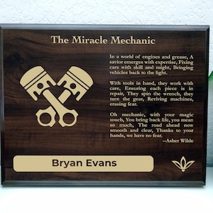 Mechanic Gift Plaque | Personalized Poem for Auto Repair | Auto Technician Office Decor for Mechanics