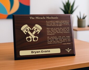 Mechanic Gift Plaque | Personalized Poem for Auto Repair | Auto Technician Office Decor for Mechanics