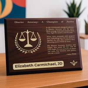 District Attorney Gift Plaque | Personalized Poem for Prosecution & Criminal Law | Prosecutor Office Decor