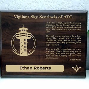 Air Traffic Controller Gift Plaque | Personalized Poem for Aircraft Management | Control Tower Office Decor for FAA ATC Airport Coordination