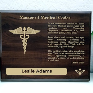 Medical Coder Gift Plaque | Personalized Poem for Healthcare Records Classification | Billing & Coding Specialist Office Decor