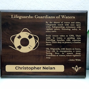 Lifeguards Gift Plaque | Personalized Poem for Water Safety | Lifeguarding Office Decor for Beachs and Pools