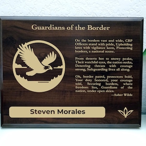 Border Patrol Gift Plaque | Personalized Poem for Federal CBP Agents | Immigration Enforcement Office Decor for Border Security