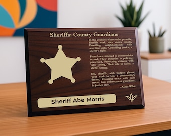Sheriff Gift Plaque | Personalized Poem for County Law Enforcement Leadership | Sheriff's Office Decor for Elected LEO