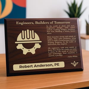 Engineers Gift Plaque | Personalized Poem for Professional & Licensed Engineering | Engineering Office Decor