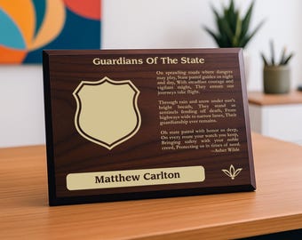 State Police Gift Plaque | Personalized Poem for Statewide Law Enforcement | Pennsylvania & Illinois Office Decor for State Police Officers