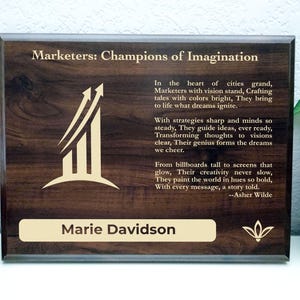 Marketing Gift Plaque | Personalized Poem for Brand Promotion | Promotional Office Decor for Advertising
