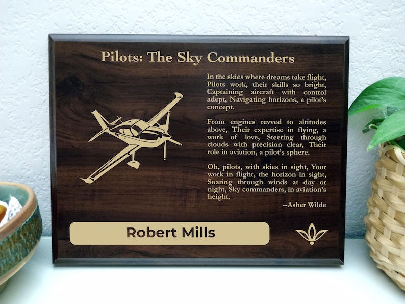 Pilot Gift Plaque Personalized Poem for Airplane Aviation Adventures