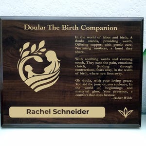 Doula Gift Plaque | Personalized Poem for Birthing Support | Birth Worker Office Decor for Doulas