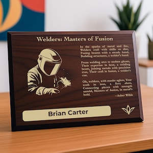 Welder Gift Plaque | Personalized Poem for MIG TIG Welding | Metal Fabricator Office Decor