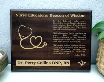 Nurse Educator Gift Plaque | Personalized Poem for RN DNP Teaching Nursing Skills | Nursing School Office Decor Poetry