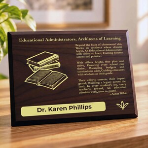 Education Admin Gift Plaque | Personalized Poem in Administrative Excellence | Superintendent Office Decor Poetry in Academic Administration