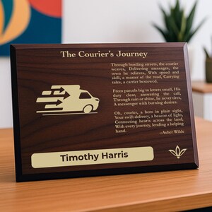 Courier Gift Plaque | Personalized Poem for Delivery Services | Package Handler Office Decor for Delivery Drivers