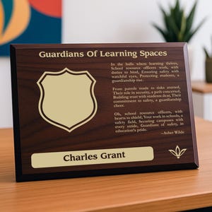 School Resource Officer Gift Plaque | Personalized Poem for Student Safety | SRO Officer Office Decor for ISD County School Security