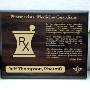 Pharmacists Gift Plaque | Personalized Poem for RX Expertise | PharmD Office Decor for Pharmacy Professionals
