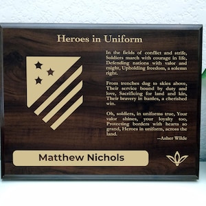 Soldiers Gift Plaque | Personalized Poem for Military Service | Support the Troops Office Decor