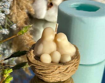 Molde de silicona para vela de nido de pájaro, molde de Pascua hecho a mano, molde rústico para canasta de huevos de Pascua, molde inspirado en la naturaleza, molde rústico para nido de pájaro, molde de primavera