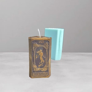 The World Tarot Kartenform Handgemachte Kerzenform Spirituelle Silikonform Altarmold Gießform für Kerzen Epoxidharzform Anhänger Mould Magische Karte