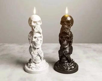 Handmade 3D skulls Mold 13.4cm 5,2" Candle Mold silicone molds skulls mold for resin soap candles Molds creepy Halloween Skeleton mold