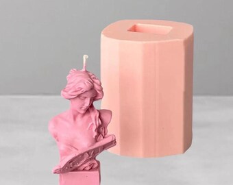 Stampo per candela 3D fatto a mano, modello femminile, altezza 16 cm (6,3"), stampo per ragazza musicale, stampi per set di candele a forma di dea, stampo per candela antica, stampo per candela greca