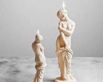 SET di 2 stampi 3D Shy Venus, stampo per candela in silicone Dea, candela per il corpo, candela per statua, stampo per dea antica. Stampi fatti a mano di alta qualità.