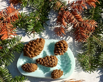 Molde de silicone para mini pinhas, 5 peças. Molde de argila polimérica, molde para sabonete de pinha, molde para artesanato de outono, molde 3D para pinhas, molde de silicone para outono e inverno.