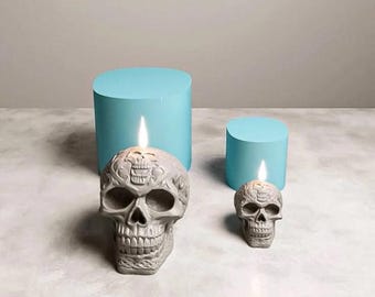 Skull 3D Mold for Candles Resin and Soap Molds creepy Halloween silicone molds Spooky candle mold Gothic soap mold Concrete molds