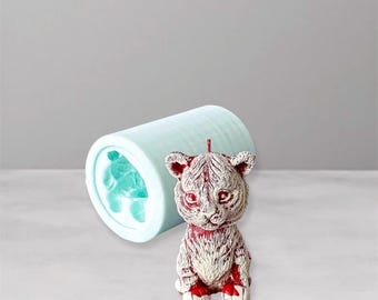 Lovely Tiger Candle Mold 8,5cm (3,3") animal resin mold animal molds Soap 3d mold Epoxy resin mold tiger Craft mold Candles mold