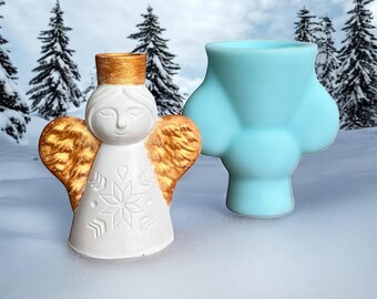 Handmade Angel Candleholder Silicone Mold Christmas Angel Statue Mold for Wax Soap, Plaster, Resin Crafts Festive Angel Figurine DIY Candles