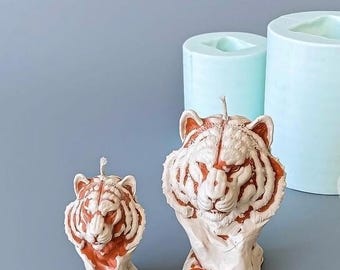 Tiger candle molds Animal candle silicone mold Mold for soap resin SET of two tigers Leo candle mold Silicone candle mold Lion Head candle