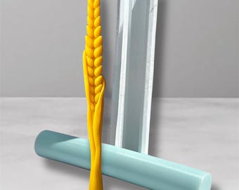 Molde de silicona para vela cónica trenzada: elegante molde hecho a mano para cera, jabón o resina. Molde cónico para cera de abejas, soja, jabón, yeso. Espiga de trigo.