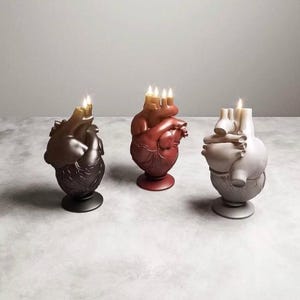 17 cm 3D-silikonform, XL hjärtformad ljusform, anatomiskt hjärta, tvålsilikonform, hartsform, formar kuslig Halloween