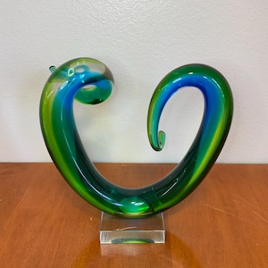 Abstract Murano-Style Glass Sculpture 8&quot; Tall