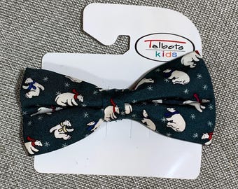 Pajarita de seda con oso polar para niños de Talbots, accesorio navideño vintage