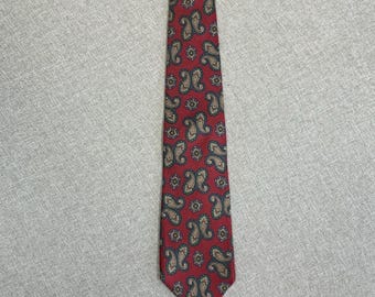 Vintage Briar Paisley Seidenkrawatte Rot Türkis Made USA 1990er Jahre